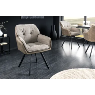 Invicta Krzesło obrotowe LOUNGER taupe z podłokietnikami 63cm / 41662