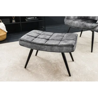 Invicta Stołek aksamitny szary SCANDINAVIA 40cm / 44026