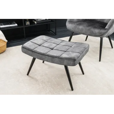 Invicta Stołek aksamitny szary SCANDINAVIA 40cm / 44026