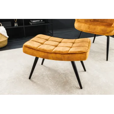 Invicta Stołek aksamitny musztardowy-zółty SCANDINAVIA 40cm / 44025