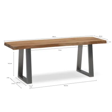 Wohnling Ławka do siedzenia MAMMUT akacja nogi chrom 120 x 45,5 x 40cm / WL7.286