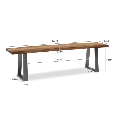 Wohnling Ławka do siedzenia MAMMUT akacja nogi chrom 120 x 45,5 x 40cm / WL7.293
