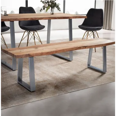 Wohnling Ławka do siedzenia MAMMUT akacja nogi chrom 120 x 45,5 x 40cm / WL7.293