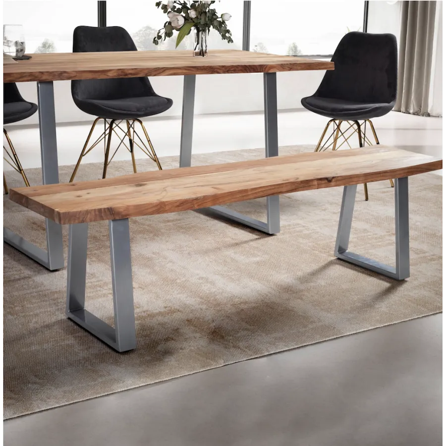 Wohnling Ławka do siedzenia MAMMUT akacja nogi chrom 120 x 45,5 x 40cm / WL7.293