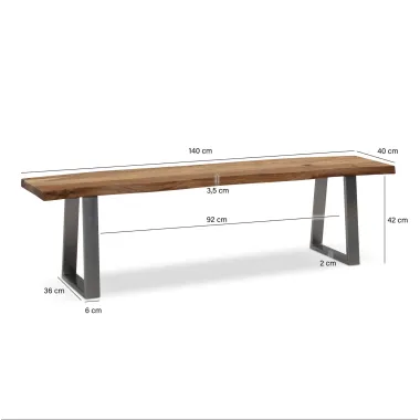 Wohnling Ławka do siedzenia MAMMUT akacja nogi chrom 120 x 45,5 x 40cm / WL7.293