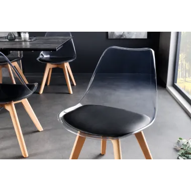 Invicta Krzesło SCANDINAVIA MEISTERSTÜCK transparentne imitacja czarnej skóry 42cm / 44165