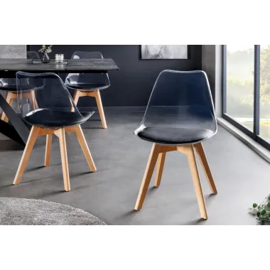 Invicta Krzesło SCANDINAVIA MEISTERSTÜCK transparentne imitacja czarnej skóry 42cm / 44165