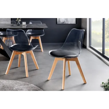 Invicta Krzesło SCANDINAVIA MEISTERSTÜCK transparentne imitacja czarnej skóry 42cm / 44165