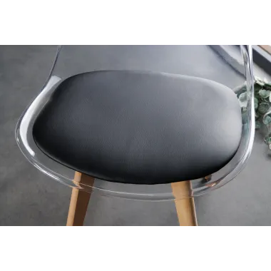 Invicta Krzesło SCANDINAVIA MEISTERSTÜCK transparentne imitacja czarnej skóry 42cm / 44165