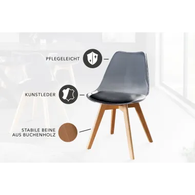 Invicta Krzesło SCANDINAVIA MEISTERSTÜCK transparentne imitacja czarnej skóry 42cm / 44165