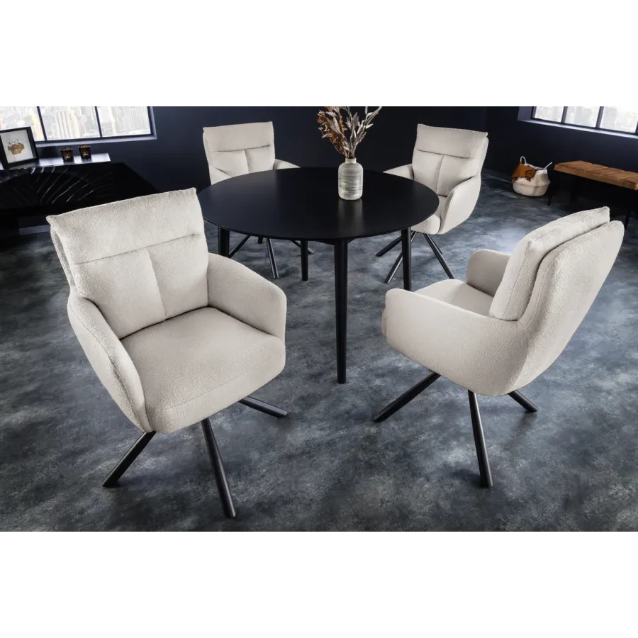 Invicta Krzesło obrotowe z podłokietnikiem Big George boucle beige 60cm / 42674