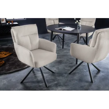 Invicta Krzesło obrotowe z podłokietnikiem Big George boucle beige 60cm / 42674