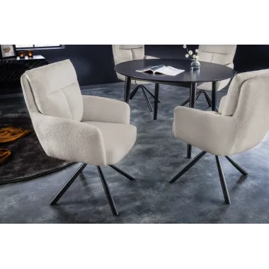 Invicta Krzesło obrotowe z podłokietnikiem Big George boucle beige 60cm / 42674