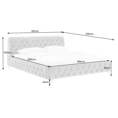 Invicta Łóżko MODERN BAROCK szary aksamit 180 x 200cm / 46162