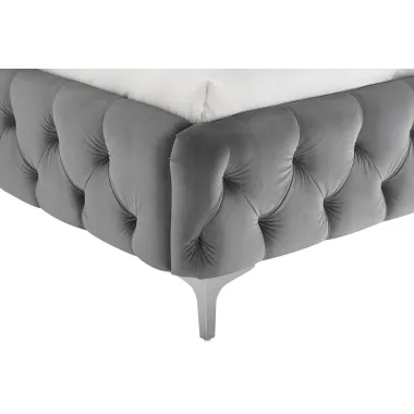 Invicta Łóżko MODERN BAROCK szary aksamit 160 x 200cm / 46161