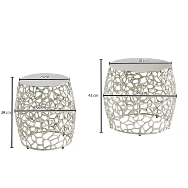 Wohnling Stolik kawowy LEAF zestaw 2 sztuk srebrne / WL6.655