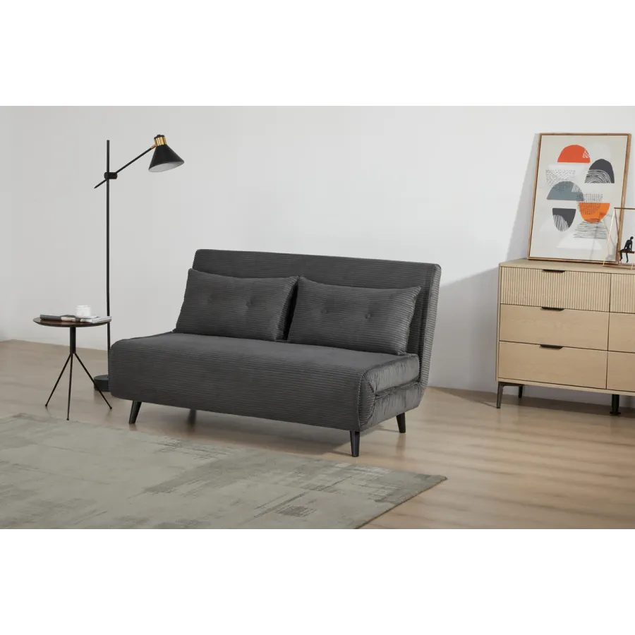 Invicta SMART MULTIFUNCTION Sofa rozkładana szary sztruks 140 x 97 x 82cm / 47144