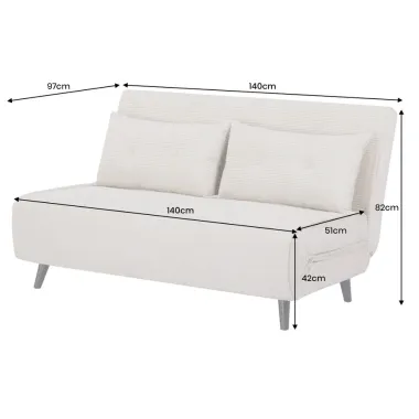 Invicta SMART MULTIFUNCTION Sofa rozkładana zielony sztruks 140 x 97 x 82cm / 47146