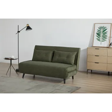 Invicta SMART MULTIFUNCTION Sofa rozkładana zielony sztruks 140 x 97 x 82cm / 47146