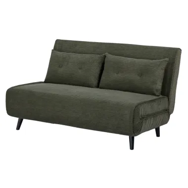Invicta SMART MULTIFUNCTION Sofa rozkładana zielony sztruks 140 x 97 x 82cm / 47146