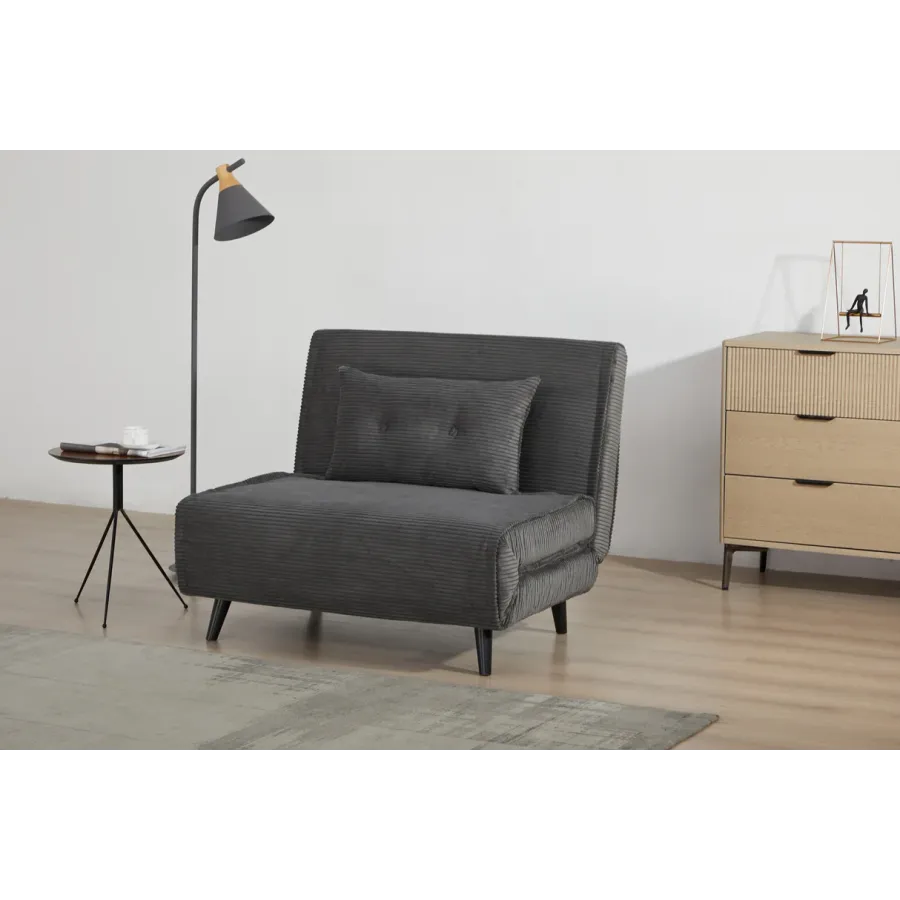 Invicta SMART MULTIFUNTION Fotel rozkładany szary sztruks 100 x 91 x 82cm / 47141