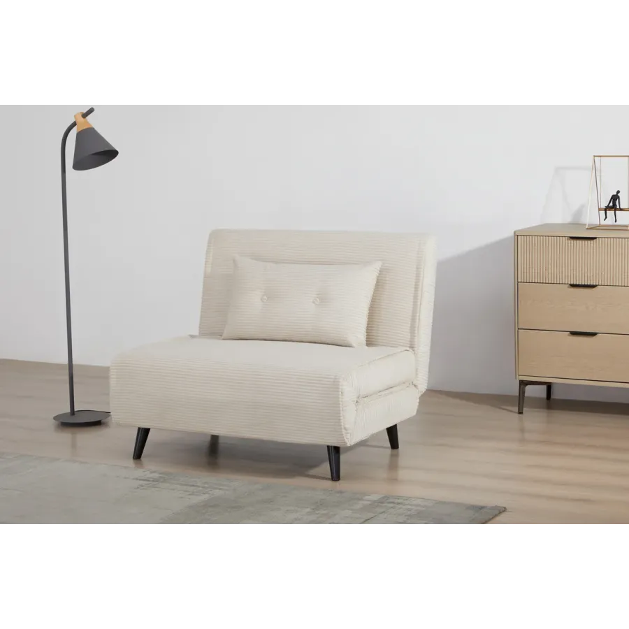 Invicta SMART MULTIFUNTION Fotel rozkładany szary sztruks 100 x 91 x 82cm / 47142