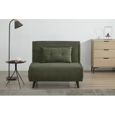 Invicta SMART MULTIFUNCTION Fotel rozkładany zielony sztruks 100 x 91 x 82cm / 47143