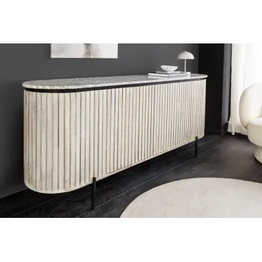 Invicta Komoda ADLON mango szare marmurowy biały blat 170cm / 47694