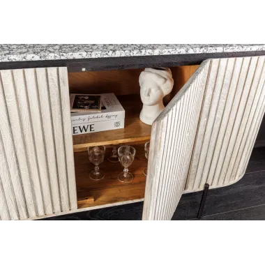 Invicta Komoda ADLON mango szare marmurowy biały blat 170cm / 47694