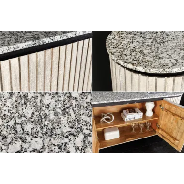 Invicta Komoda ADLON mango szare marmurowy biały blat 170cm / 47694