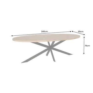 Invicta GALAXIE Oval Stół do jadalni mango naturalny brąz 240 x 76 x 99cm / 45759