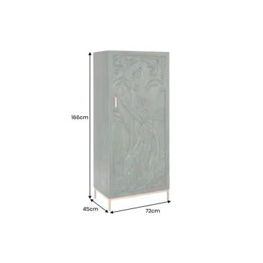 Invicta Komoda PEACOCK 3D drewno zielono złote mango 72 x 166 x 45cm / 45590