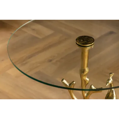 Invicta WILDLIFE PEACOCK Stolik kawowy antyczne złoto 45cm / 44829