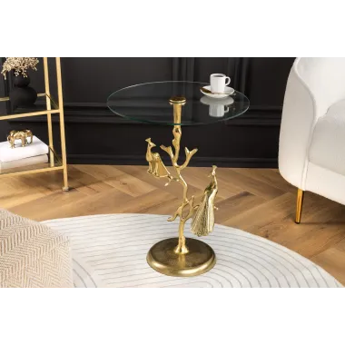 Invicta WILDLIFE PEACOCK Stolik kawowy antyczne złoto 45cm / 44829