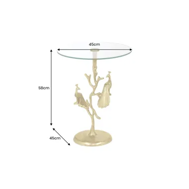 Invicta WILDLIFE PEACOCK Stolik kawowy antyczne złoto 45cm / 44829