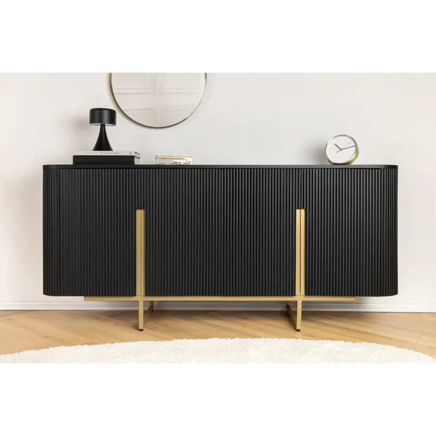 Invicta Komoda GATSBY czarne mango 160 x 75 x 40cm / 46432