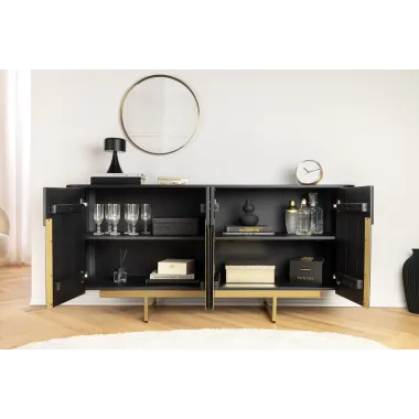 Invicta Komoda GATSBY czarne mango 160 x 75 x 40cm / 46432