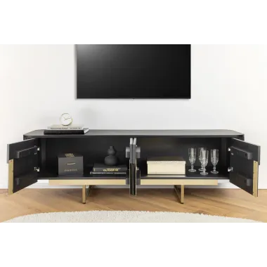Invicta Szafka TV GATSBY czarne mango 160 x 50 x 42cm / 46433