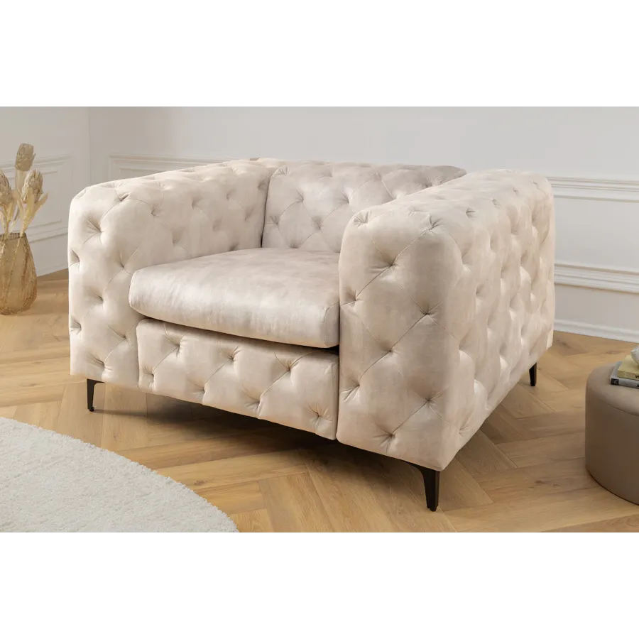 Invicta Fotel MODERN BAROCK szampański aksamit 120 x 70 x 100cm / 45985