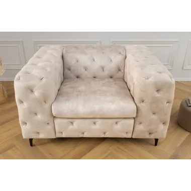 Invicta Fotel MODERN BAROCK szampański aksamit 120 x 70 x 100cm / 45985