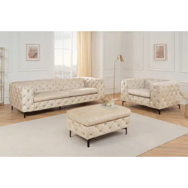 Invicta Fotel MODERN BAROCK szampański aksamit 120 x 70 x 100cm / 45985