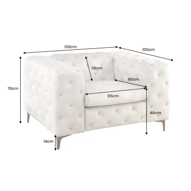 Invicta Fotel MODERN BAROCK szampański aksamit 120 x 70 x 100cm / 45985