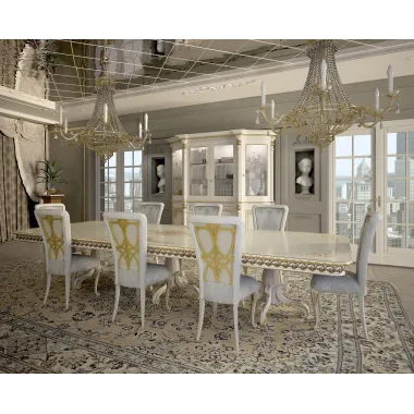 Włoski Stół do jadalni LUXURY CLASSICA kość słoniowa fix 400 x 120 x 78cm / 1267