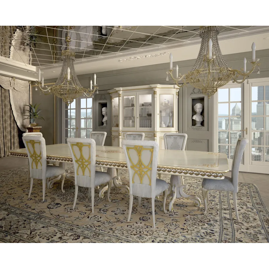 Włoski Stół do jadalni LUXURY CLASSICA kość słoniowa fix 400 x 120 x 78cm / 1267