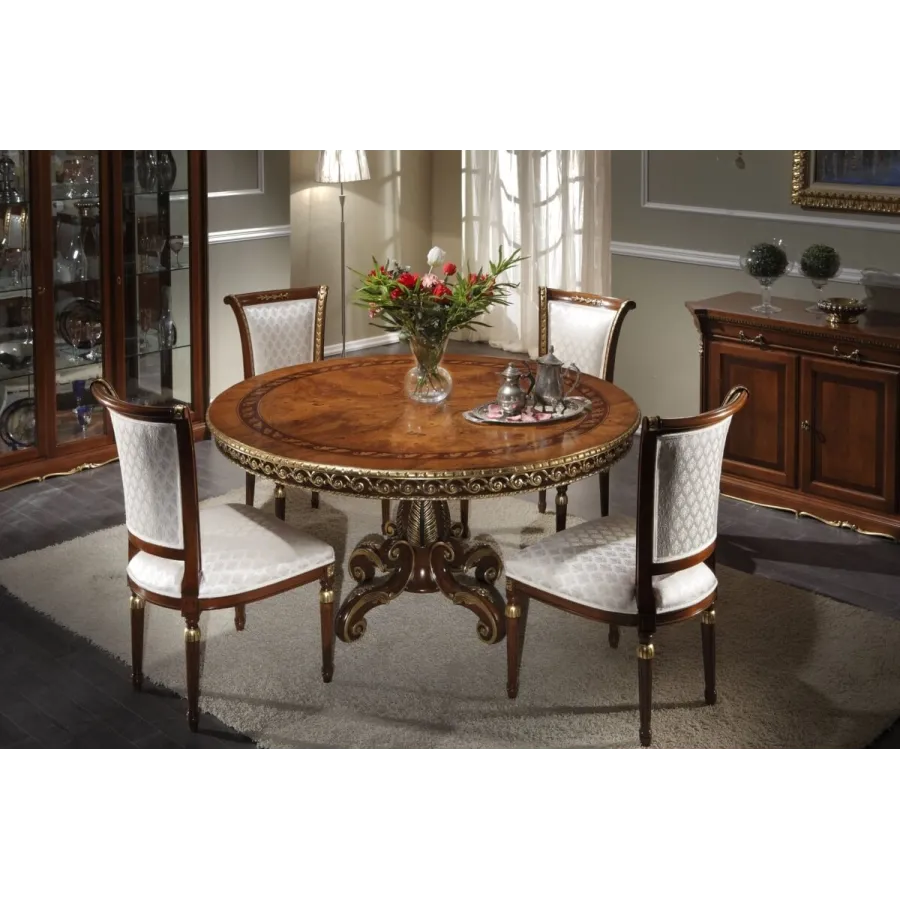Włoski Stół do jadalni LUXURY CLASSICA WALNUT Ø 150 x 78cm / 1261L