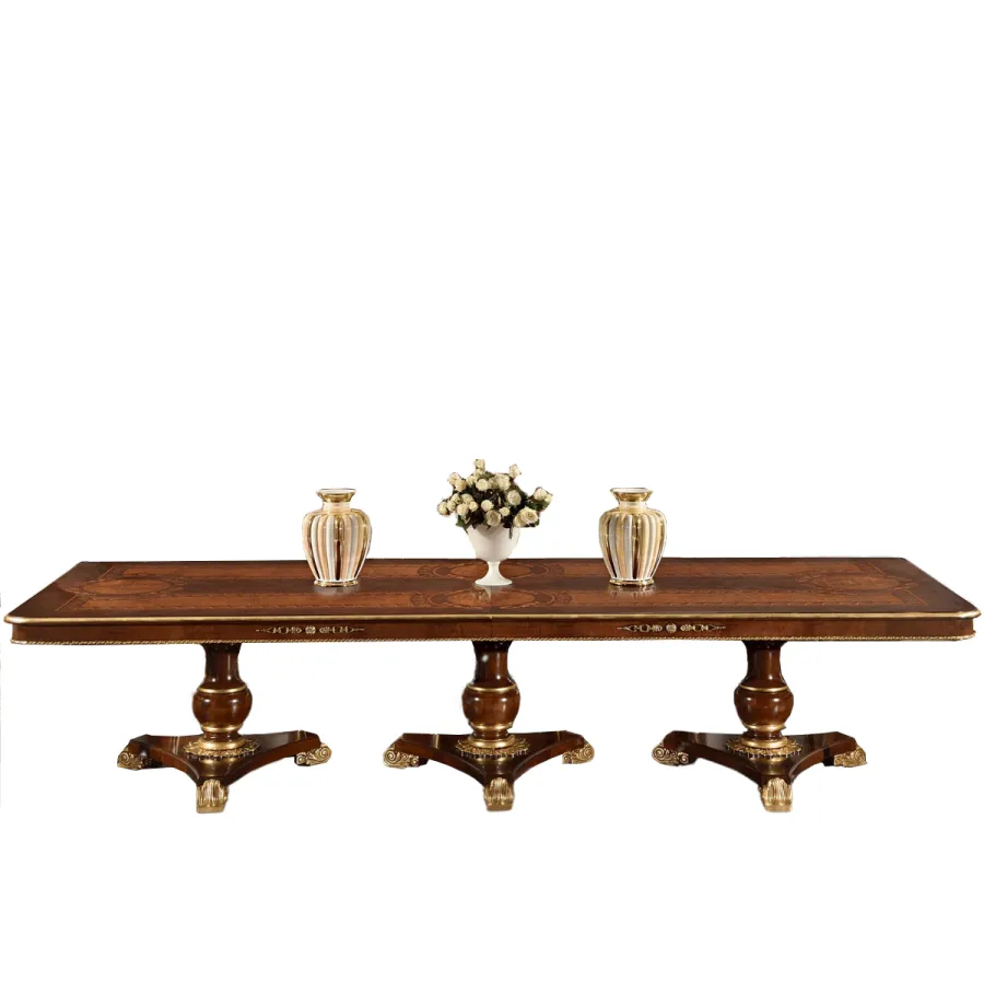 Włoski Stół do jadalni LUXURY CLASSICA WALNUT rozkładany 350 + 50 + 50 x 130 x 78cm / 1264R