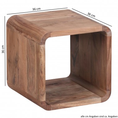 WOHNLING 2er Set Nesting tables Solid-wood Acacia Living table country style table Cubes Cube Shelf Nature