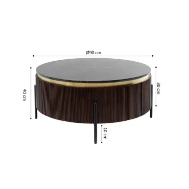 Kare Stolik kawowy CATALINA IRONVILLE brązowe mango 90 x 90 x 40 cm / 86491