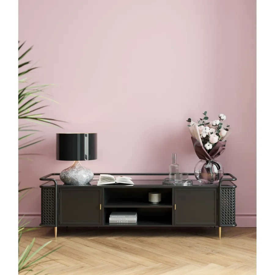 Kare Szafka RTV FENCE 2 drzwiowa Czarna 160 x 48 x 40 cm / 86479