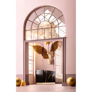 Kare Komoda CRACKED 4 drzwiowa czarno-złota 165 x 80 x 46 cm / 86436